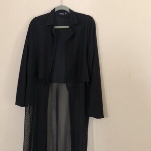 Long black mesh cardigan